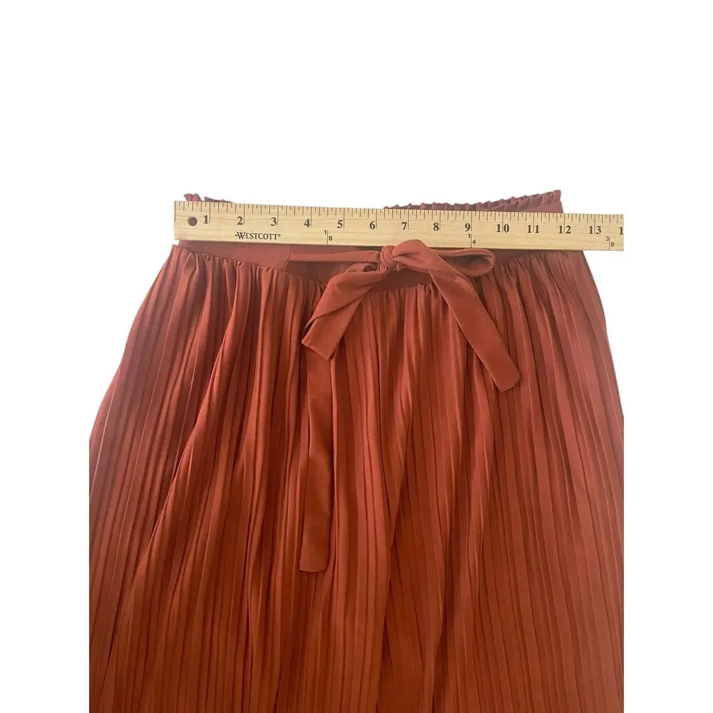 Soho Apparel Burnt Orange Pleated Wide Leg Pants Medium